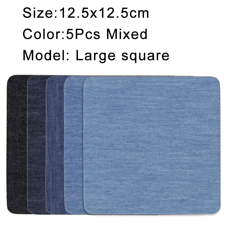 Parches vaqueros termoadhesivos de algodón, parche de reparación azul para bricolaje, reparación de ropa, decoración de chaqueta, 5 uds.: Transparente