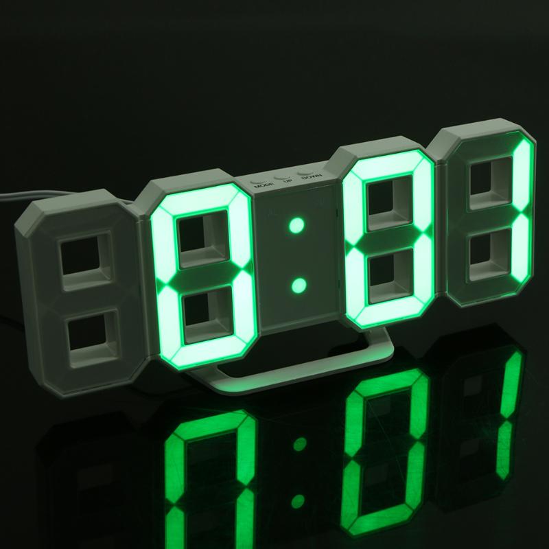 Horloge de bureau électronique numérique, horloge LED 12/24 heures d'affichage, alarme et Snooze, affichage 8888 bleu, vert, rouge ou blanc