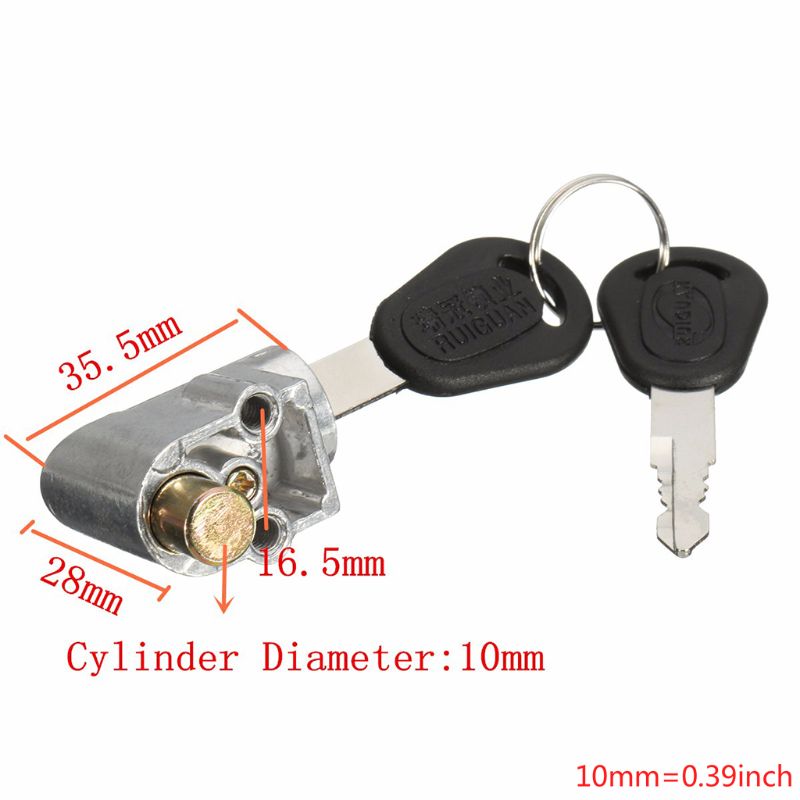 E-sykkel motorsykkel scooter batterilås lås sylinder sylinder  + 2 pckey nøkkel de
