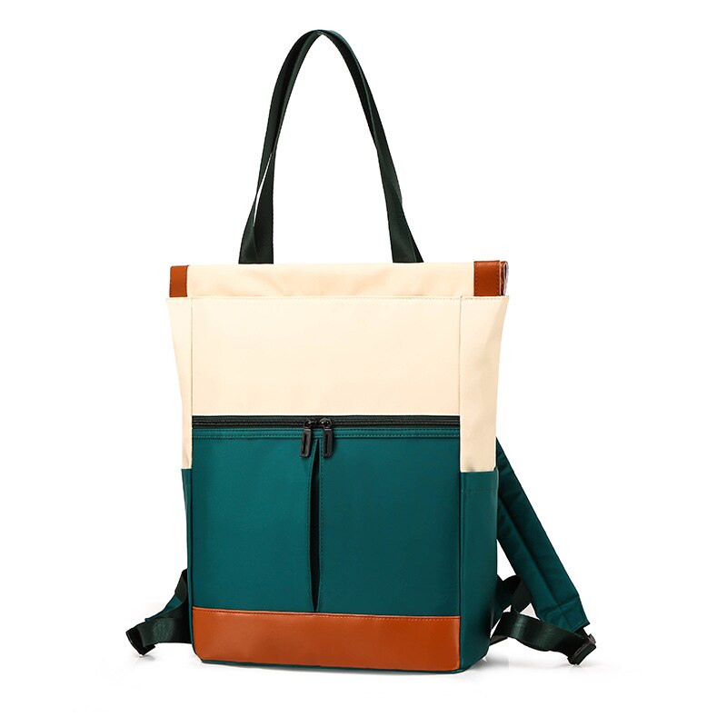 Nylon Impermeabile 15.6 Zaino Del Computer Portatile Delle Donne di Grande Capienza del sacchetto di Mano Delle Signore Doppio Borse A Spalla Femminile Bagpack Satchel Viaggi Bolsa: green