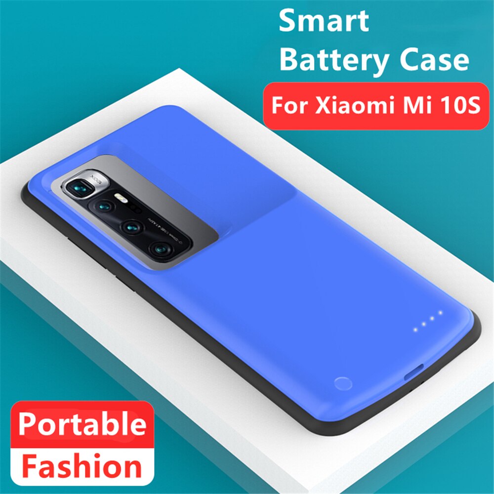 Battery Charger Cases For Xiaomi Mi 10S Battery Case 6800mAh Silicone Shockproof External Battery Charging Power Bank Cover