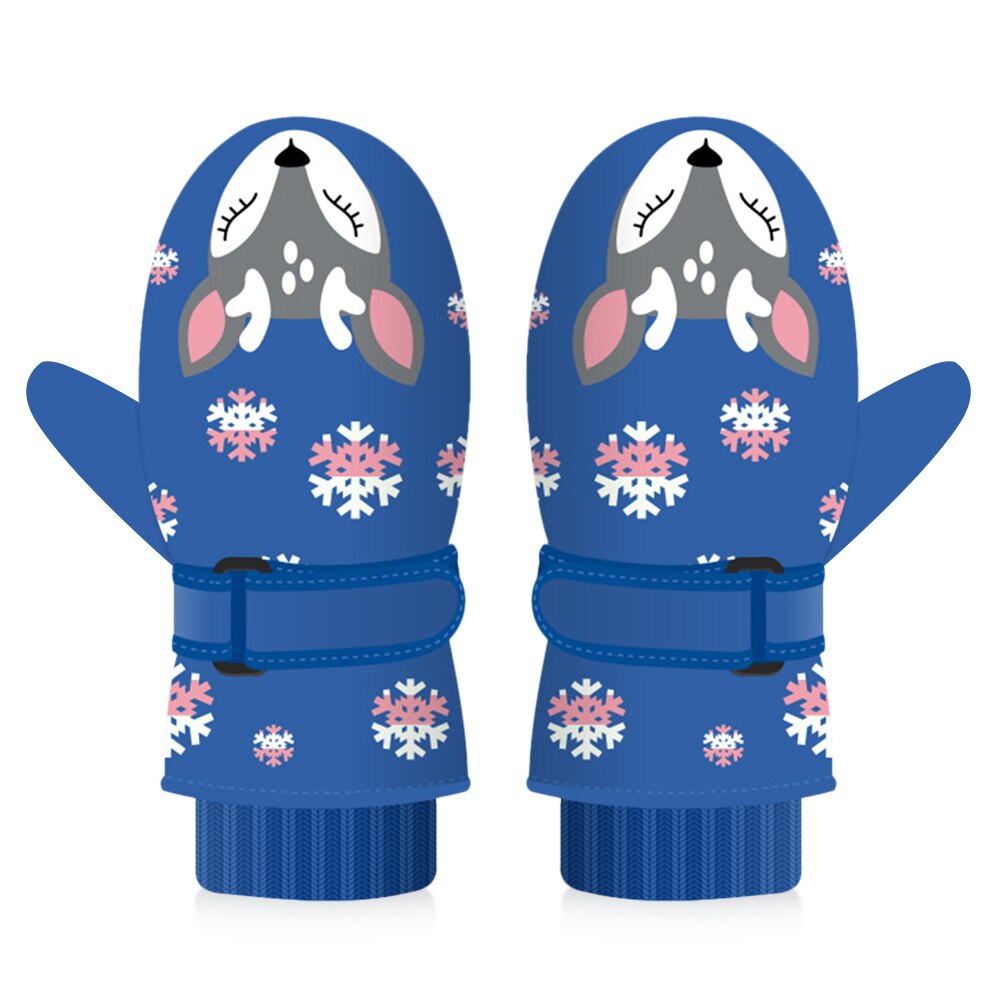 QKURT Sneeuwhandschoenen voor kinderen, thermische skihandschoenen voor de winter, winddicht, antislip, gebreide geribbelde lange manchet, voor meisjes van 2-9 jaar