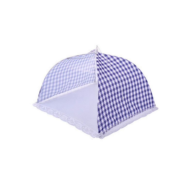 12 Inch Opvouwbare Keuken Mesh Voedsel Deksel Paraplu Hygiëne Rooster Schotel Cover Voor Anti Fly Mosquito Stof Bbq Picknick Keukengerei: Blauw