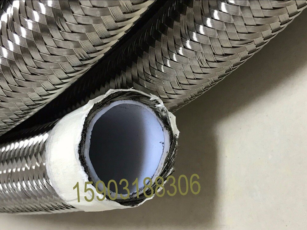 AN 16 16an Stainless steel braided white PTFE lined fuel hose Line 15ft