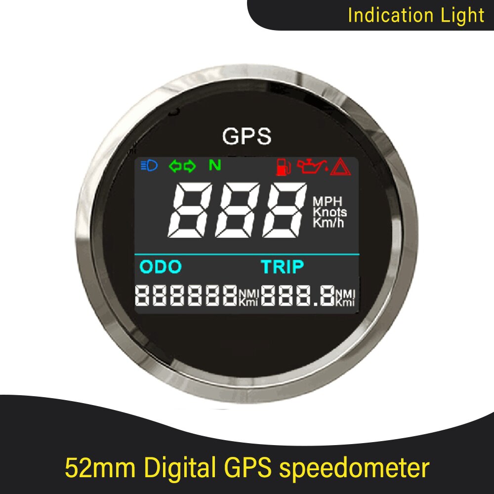 52mm Digital GPS Speedometer LCD Speed Gauge Odometer Adjustable Mileage Trip Counter For Auto Motorcycle Boat 12V 24V