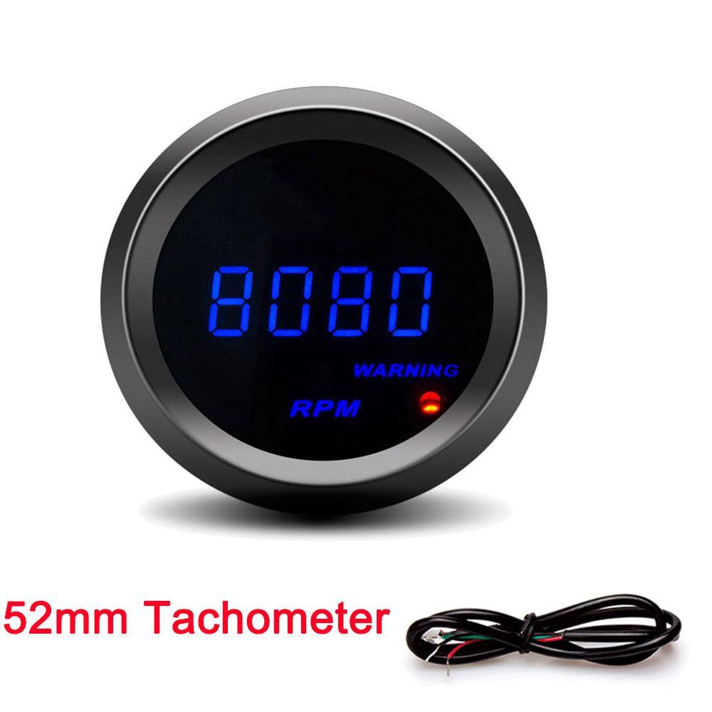 AD 52mm Car Digital Tachometer Turbo Boost Gauge PSI BAR Water Temp Oil Temp Oil Pressure Gauge Voltmeter Rpm Warning Light: army green