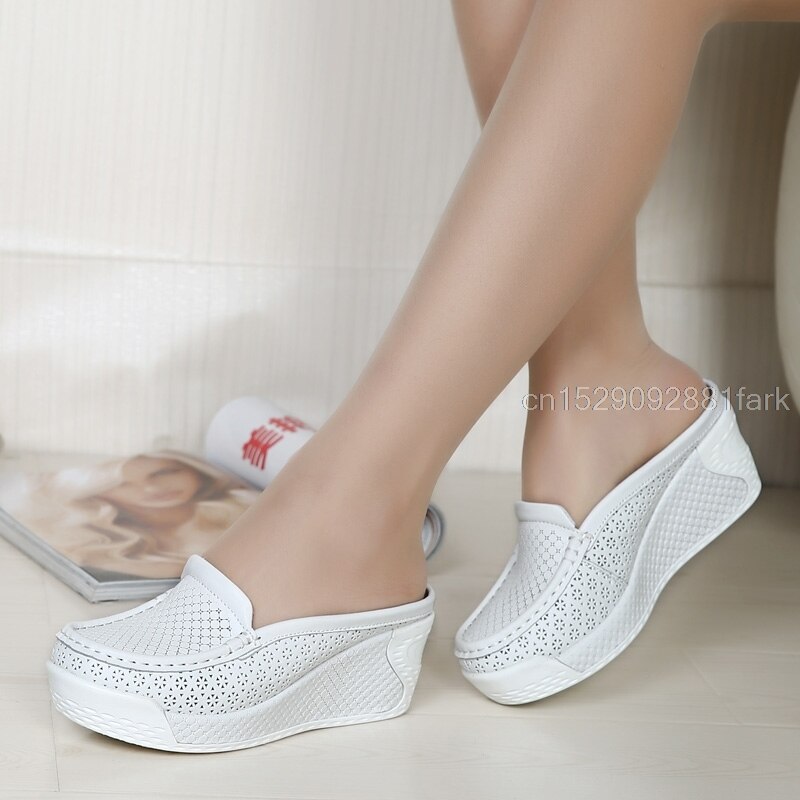 Kvinner casual wedge sko slip on høye hæler sandaler sommer netting gåsko utendørs plattform flate joggesko størrelse 35-43