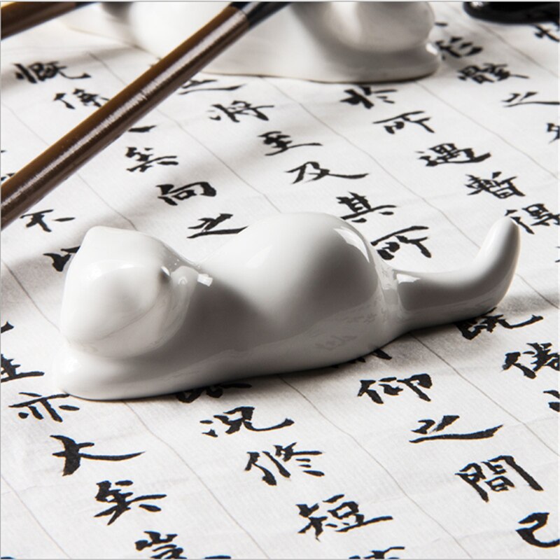 Cute Cat Pen Holder Ceramics Pen Stand Bracket Storage Rack Stationery Supplies