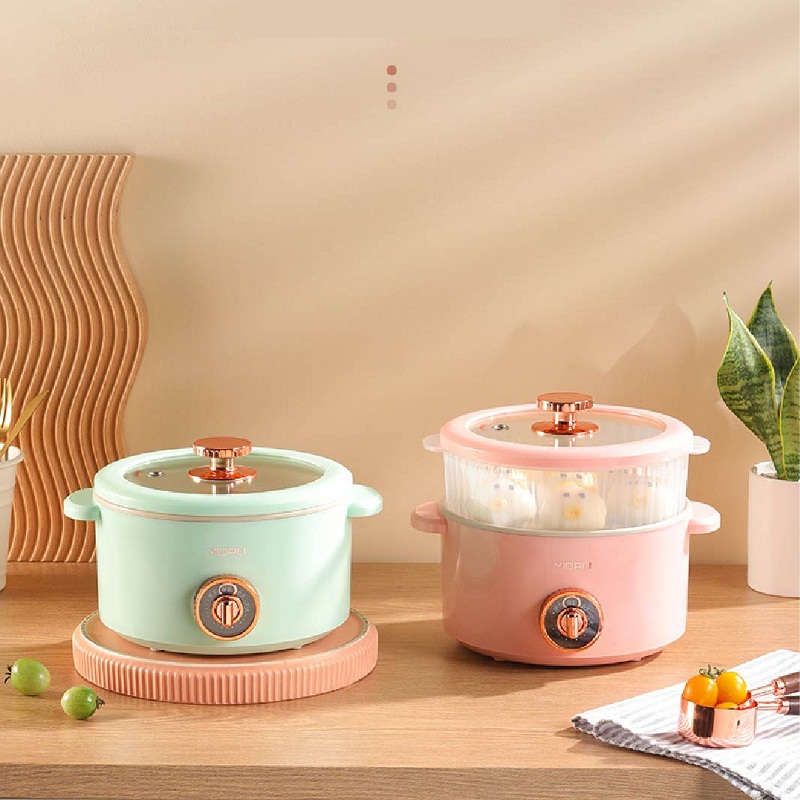 800W Electric Cooking Multicooker Pot Hotpot Rice Cooker Non-stick Electric Skillet Fried Pan Food Steamer 2.5L