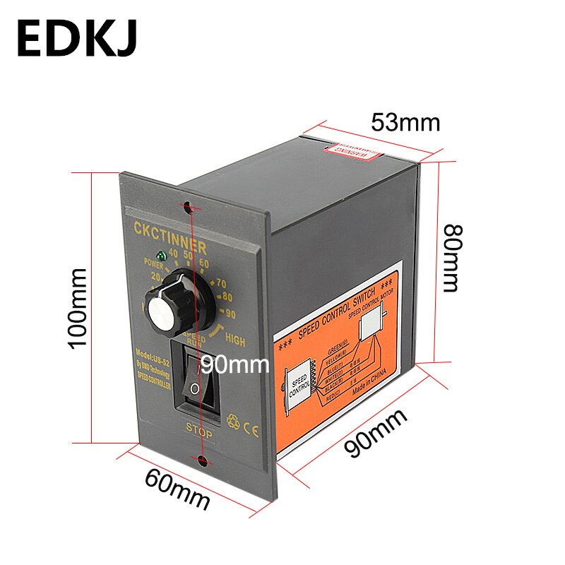 1Pcs Ac 220V Motor Speed Controller 15/25/40/60/90/120/180/200/250/300/400W Controller Vooruit En Achteruit Pinpoint Regulator