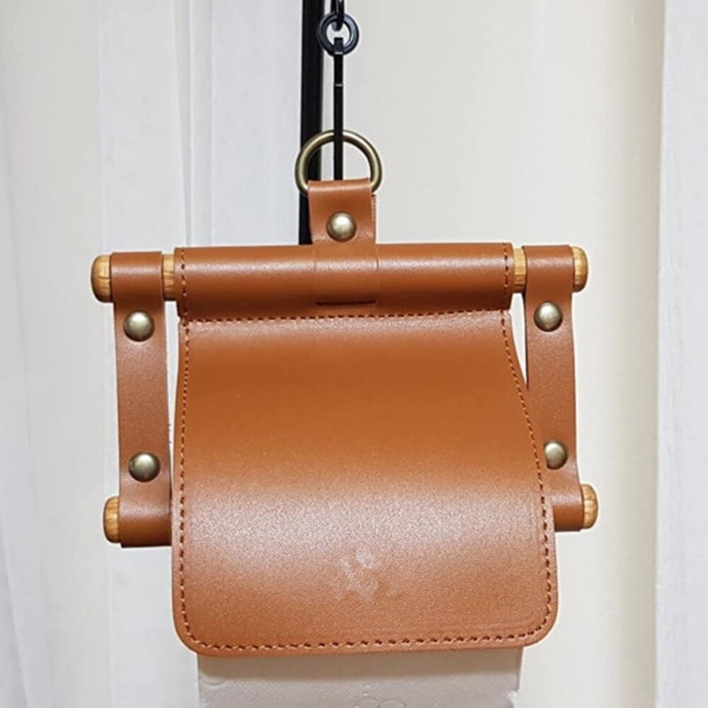 1 Pc Leather Tissue Bag Leather Tissue Box Unique Tissue Holder Roll Tissue Holder for Bathroom Paper Tissue Storage: Default Title