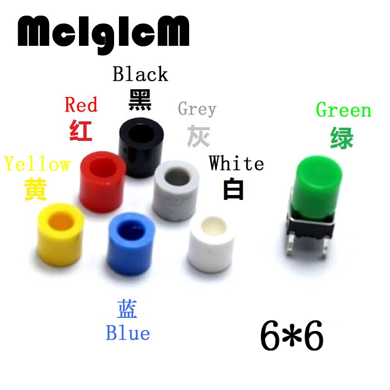 Plasitc Kappe Hut für 6*6mm Tactile Push Button Switch Deckel Abdeckung, weiß Schwarz Rot Gelb Blau Grün Grau