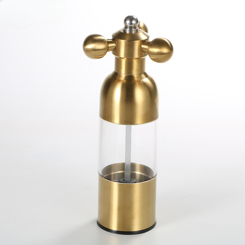 304 Stainless Steel Manual Pepper Grinder Faucet Shape Black Pepper Mill Seasoning Bottle Food Safe Ceramic Burr Salt Grinder: Dark Khaki
