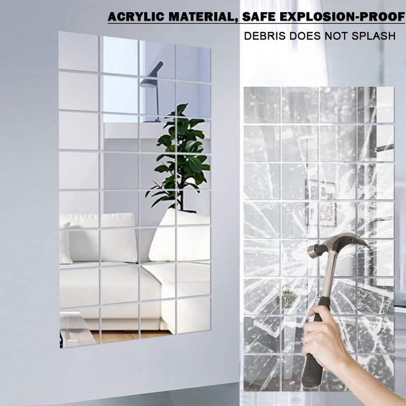 Pegatinas decorativas de espejo acrílico 3D, decoración autoadhesiva de arte DIY para sala de estar, dormitorio, baño, pegatinas de espejo Acrílico