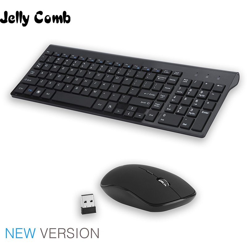 Jelly Comb Full-size 2.4G Wireless Keyboard and Mouse Combo Ultra-thin Business Silent Keyboard Mouse Set for Mac Pc Win XP/7/10