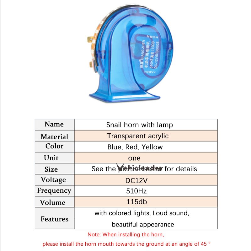 Bocina de Caracol de 12V para motocicleta, con luz led, altavoz de voz fuerte y transparente, bocina de aire para coche y moto, electrónica Universal con lámpara LED