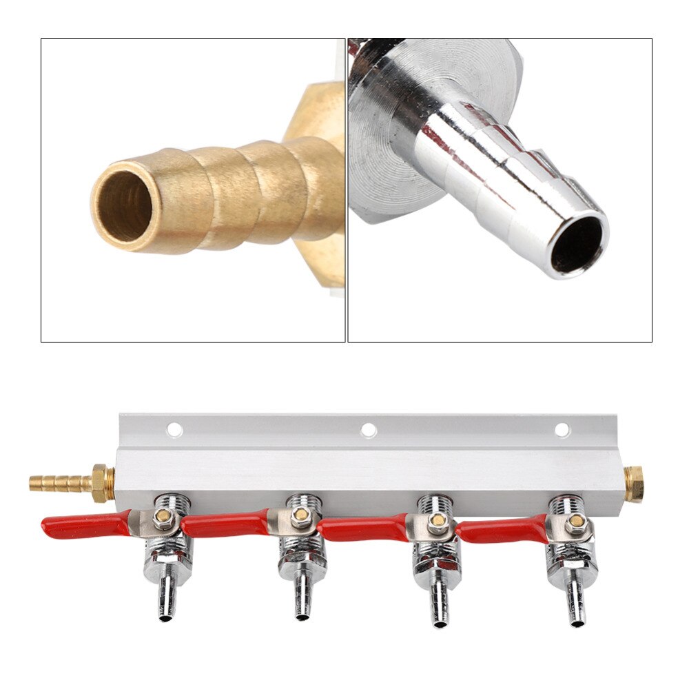 Muti-way 2/4 Homebrew CO2 Air Gas Manifold Distribution Splitter With Integrated Check Valves Multiple lines Wine Brewing tool