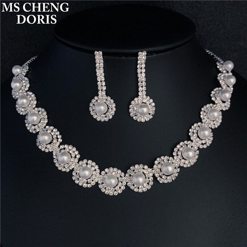 Luxury Royal Blue Crystal Bridal Jewelry Sets Rhinestone Statement Choker Necklace Earrings Women Wedding Jewelry Sets: 11