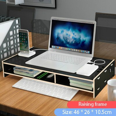 The Neck Guard Office Computer Monitor Elevated Display Screen Base Bracket Computer Rack Desktop Finishing Rack Storage Box: black - notebook