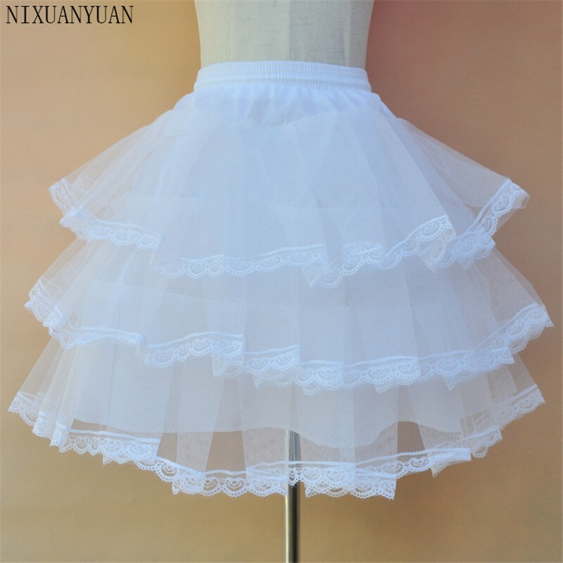 Children Petticoat 3 Layers Lace Tulle Underskirt Flower Girl Dress Short Crinoline Little Girls/Kids/Child Underskirt: White