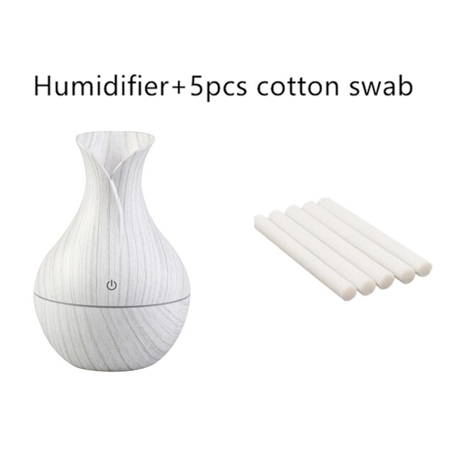 Mini Electric Air Humidifier USB Ultrasonic Aroma Essential Oil Diffuser Wood Grain Cool Mist Maker LED Light For Home Office: B5