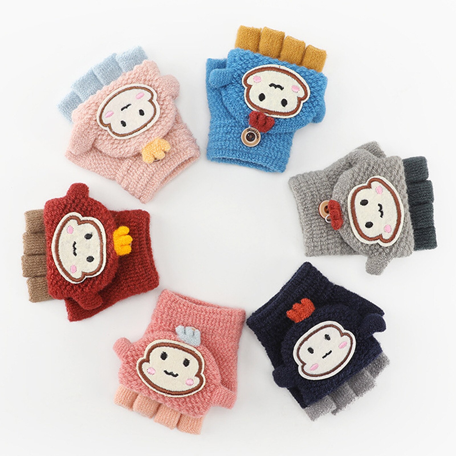Karikaturen Drucken Handschuhe Weiche Cabrio kippen oben Handschuhe freundlicher Baby warm stricken Halbhand Fäustling Baumwolle Gloveses guantes Sünde dedos