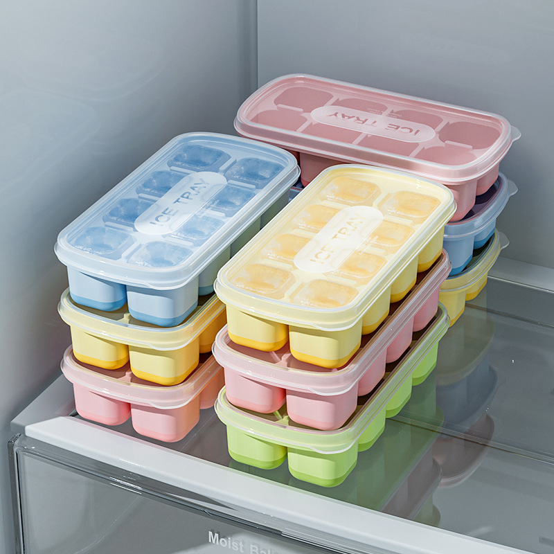 8 Cavity Square Ice Cube Trays Reusable Silicone Ice Cube Mold BPA Free Ice Maker with Removable Lids Kitchen Accessories