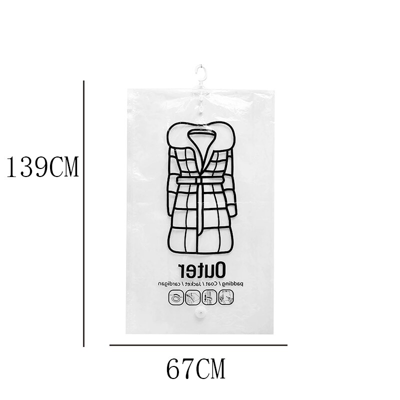 Bolsa colgante de compresión al vacío para el hogar, bolso de almacenamiento de ropa a prueba de humedad, con Tirador Lateral: 139 x 67cm