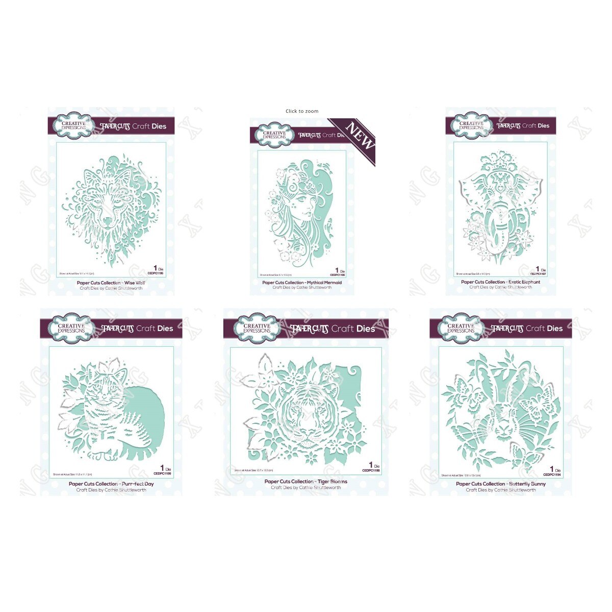 2022 Tiger Elephant Mermaid Wolf Butterfly Bunny Metal Cutting Dies Scrapbook Diary Decoration Stencil Embossing Template: Y4079-Y4084-A Set