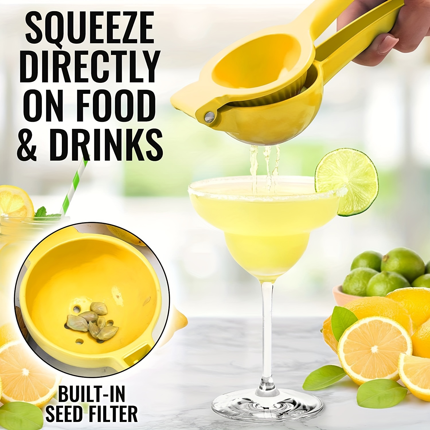 1pc Premium Metal Lemon Squeezer, Citrus Juicer, Manual Press For Extracting The Most Juice Possible