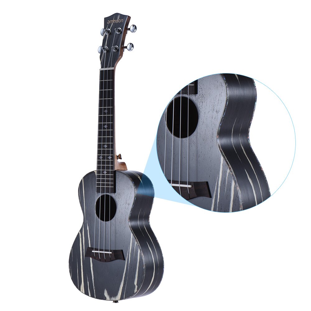 ammoon 24" Ukulele Acoustic Soprano Ukelele Uke18 Frets 4 Strings Okoume Neck Rosewood Fretboard String Instrument Musical