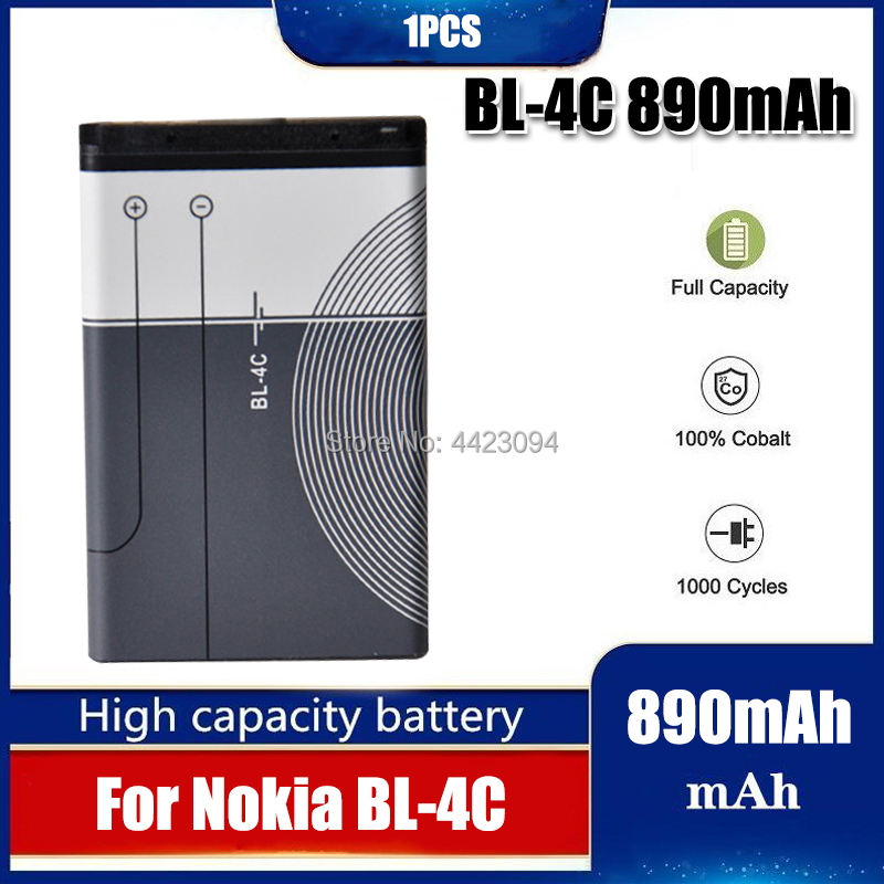 1Pc 890Mah Vervanging BL-4C BL4C Mobiele Telefoon Batterij Nokia 6100 6125 6136 6170 6300 7705 7200 7270 8208 bl 4C Batterijen