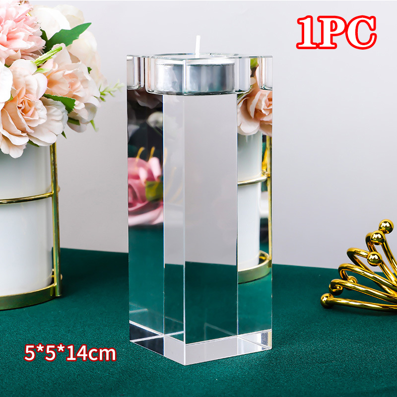 Cubo portavelas de cristal centros de mesa candelabros de cristal decoración mesa votiva soporte de vela, accesorios de decoración del hogar: Borgoña