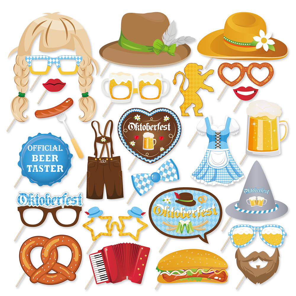 Germany Oktoberfest Carnival Festival Theme HAPPY BIRTHDAY Party Phototaking Photobooth Props Happy Beer Wine Party Decorations