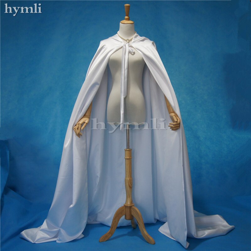 Capa de marfil con capucha de satén, capa de boda, disfraz renacentista, ropa Medieval de hada para adultos: White