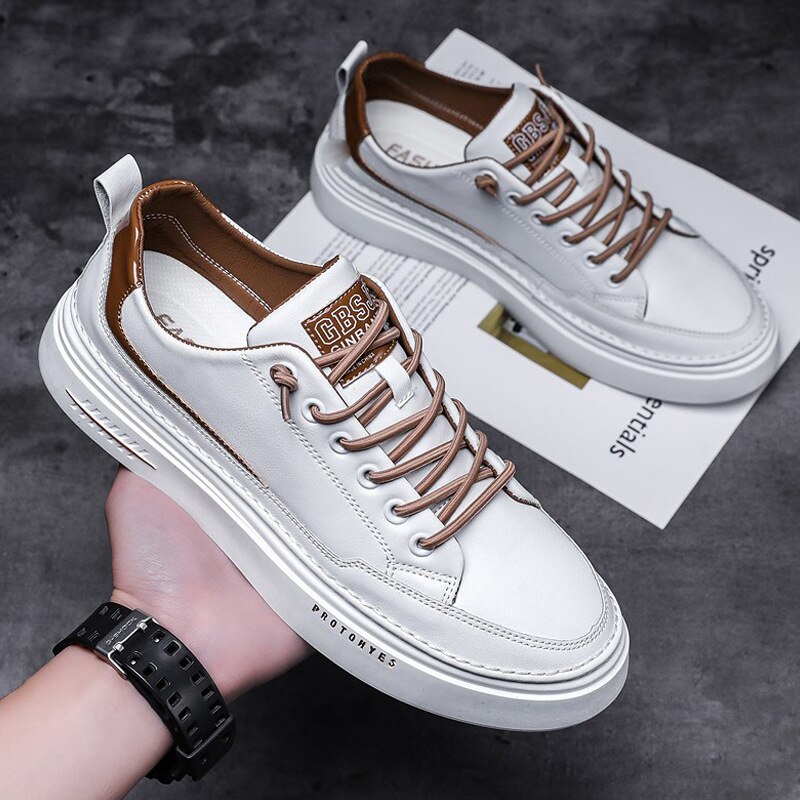 Męskie buty 2021 wiosna nowe trendy buty koreański Trend skórzane buty męskie sportowe buty białe letnie obuwie