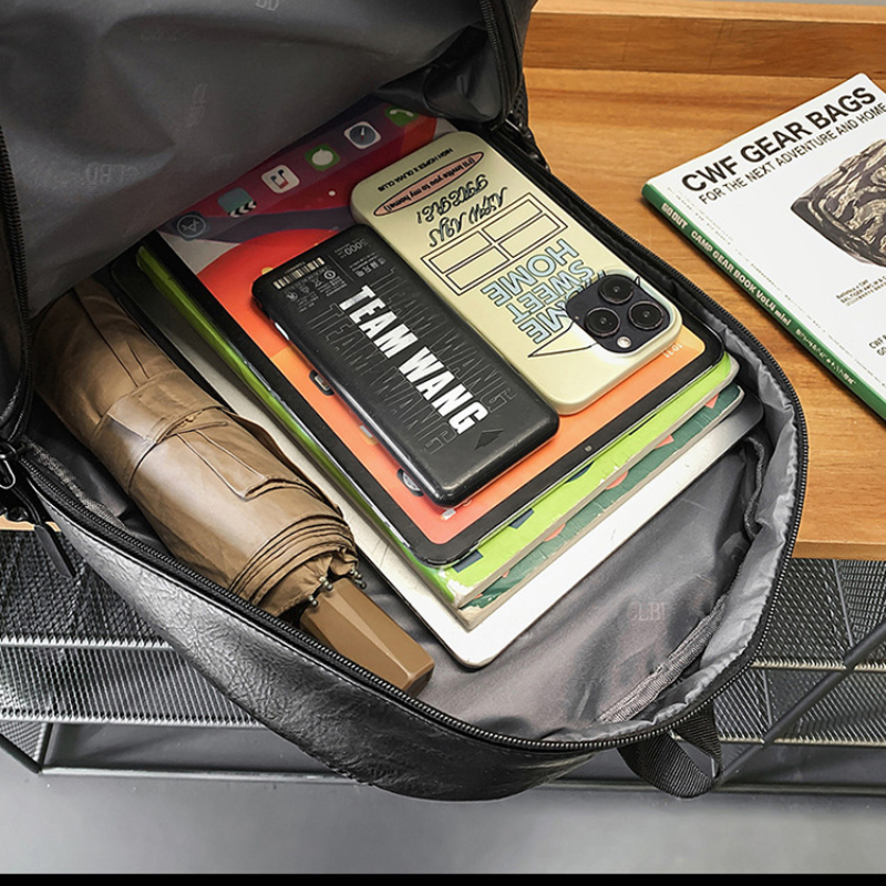 Sac à dos pour hommes cuir Pu étanche homme pochette d'ordinateur sacs à dos coréens grand sac d'école mâle sac à dos étudiant Pc sac à dos