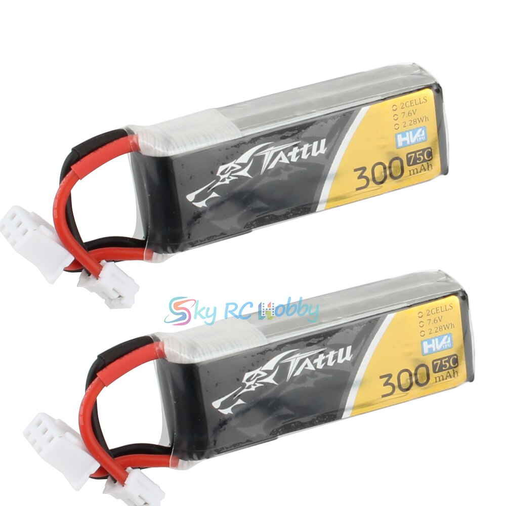 Tattu-batterie Tattu 300mAh 7.6V 75C 2S1P 2S Lipo avec connecteur JST PHR JST-PHR: 2pcs