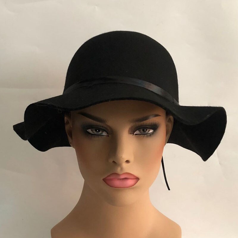 Winter Fedoras Solid Wool Warm Fedoras for Women Girl Spring Jazz Caps Wide Brim Simple Church Derby Flat Top Hats