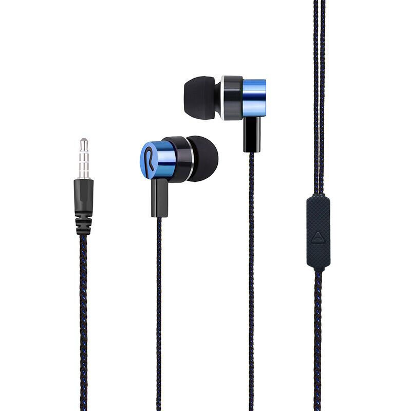 Bedrade Koptelefoon 3.5Mm In-Ear Stereo Oordopjes Ingebouwde Microfoon Mobiele Telefoon Gaming Headset Voor Iphone Voor samsung Xiaomi Huawei: Blue