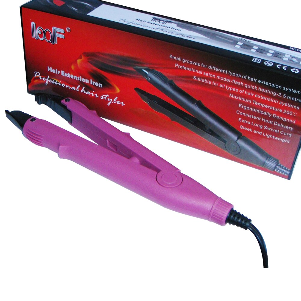 Pink farve flad plade fusion hair extension keratin bonding tool heat iron jr -610