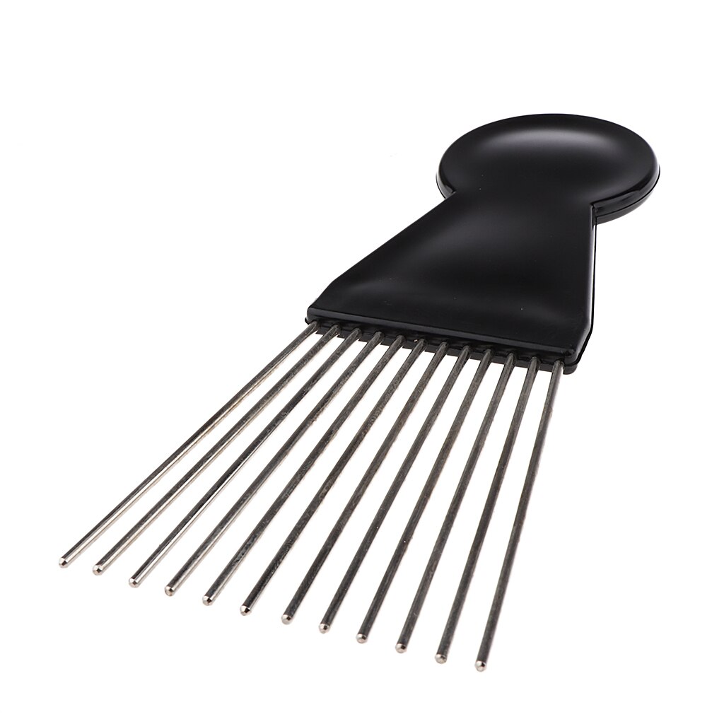 Peine de pelo rizado Afro, peine de Metal negro con dientes anchos para salón