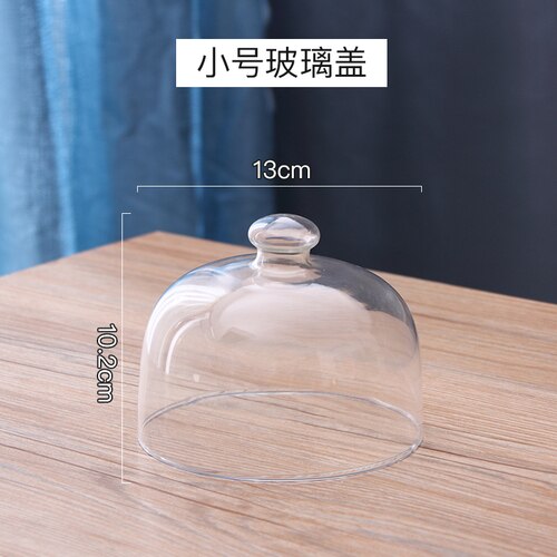 Round Wooden Cake Plate Glass Cover Dessert Pastry Display Tray Household Fruit Bread Plate Cake Decoration Accessories: S-Glass cover