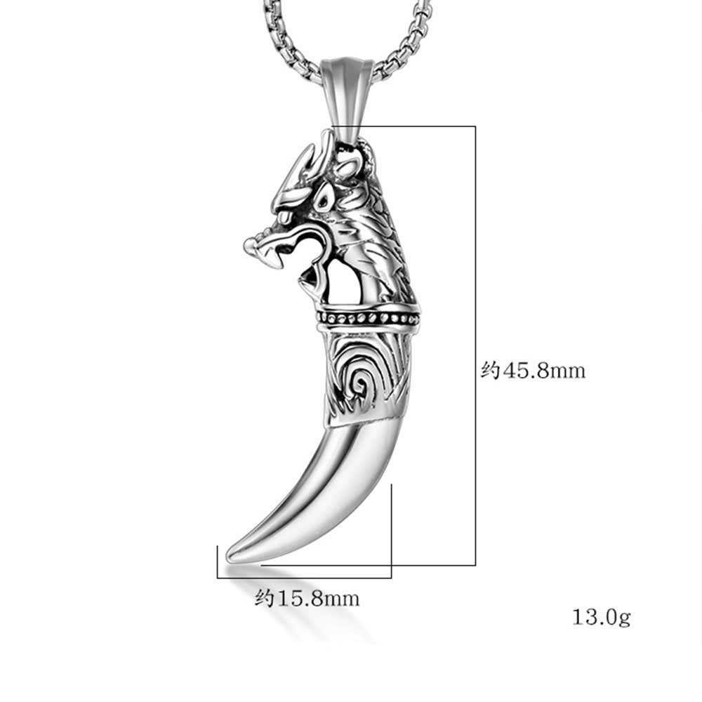 Jhsl Man Mannen Ketting Wolf Tand Hanger Rvs Sieraden Voor Mannelijke Leverancier: Small 4.5cm / 60cm