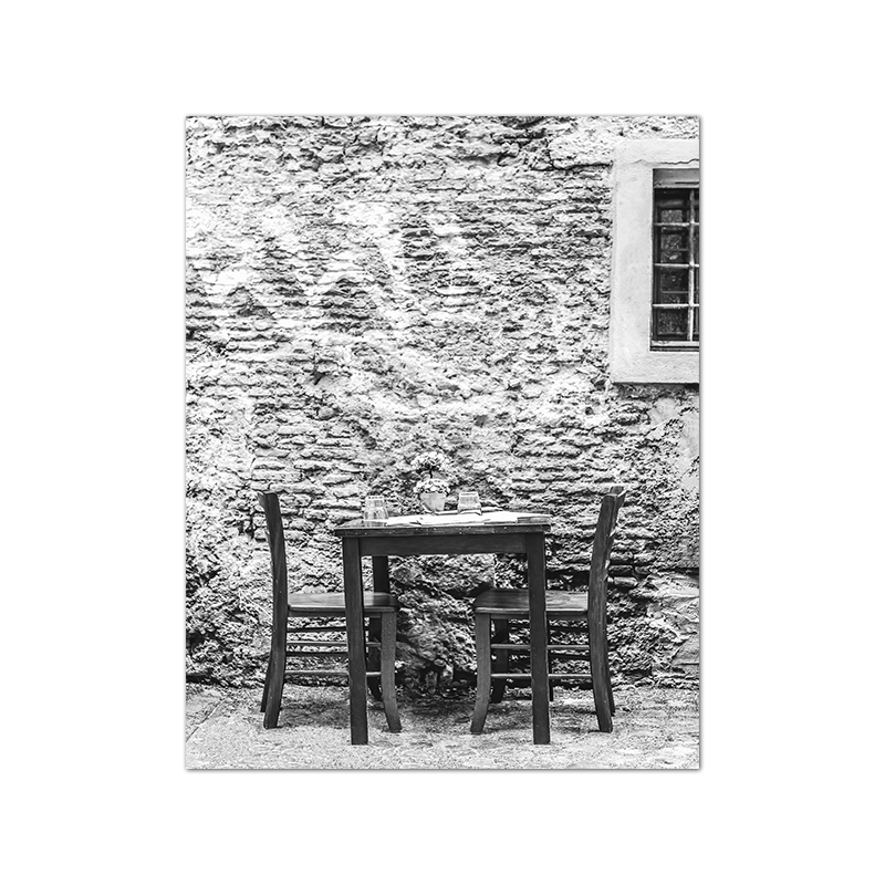 Impresiones de cafetería al aire libre francia parís en blanco y negro, fotografía Vintage, póster, tienda de café por la acera, arte, pintura en lienzo, decoración del hogar