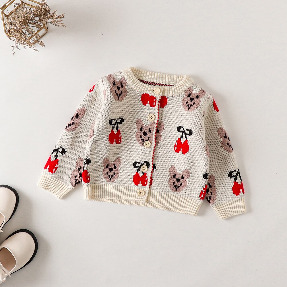 0-24M Peuter Cartoon Beer Trui Vest Kids Kleding Meisjes Gebreide Jas Breigoed Kinderen Truien Kids Baby Knit trui: Coat / 24M