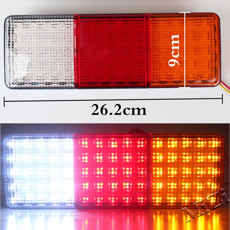 75LED Tail Light Trailer Rear Rectangle Removable For Caravan Truck Bus