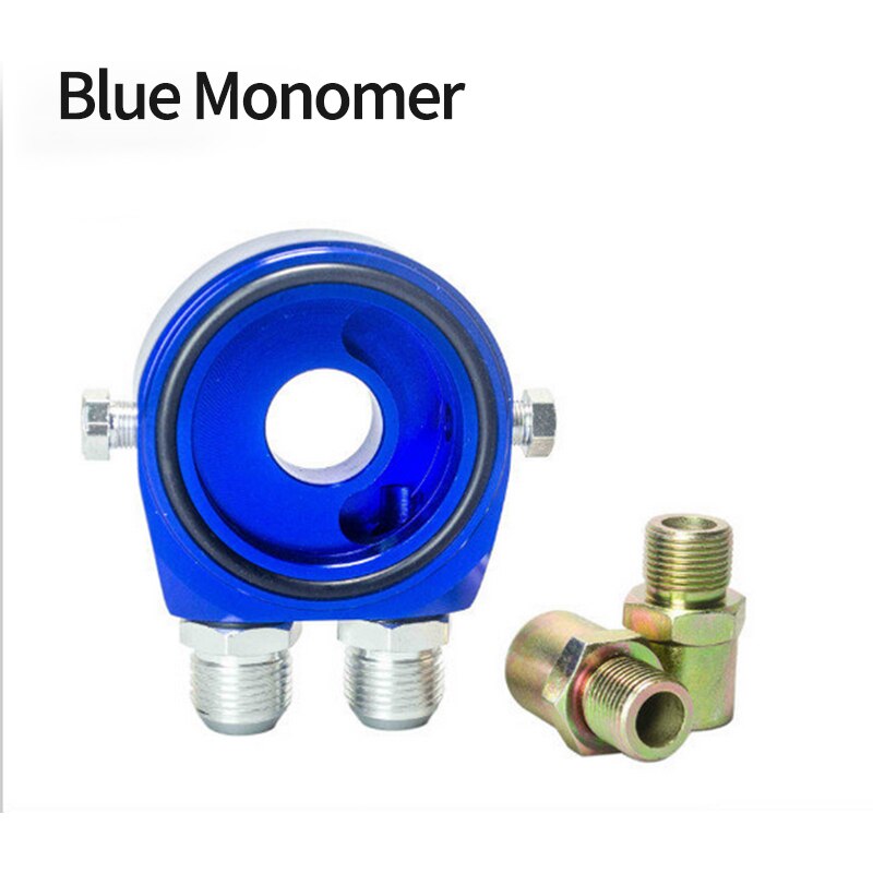 Oil Cooler Filter Sandwich Plate Adapter AN10 Spin-on Oil Filter And Filter Pad On Engine Block Billet Aluminum: A Blue