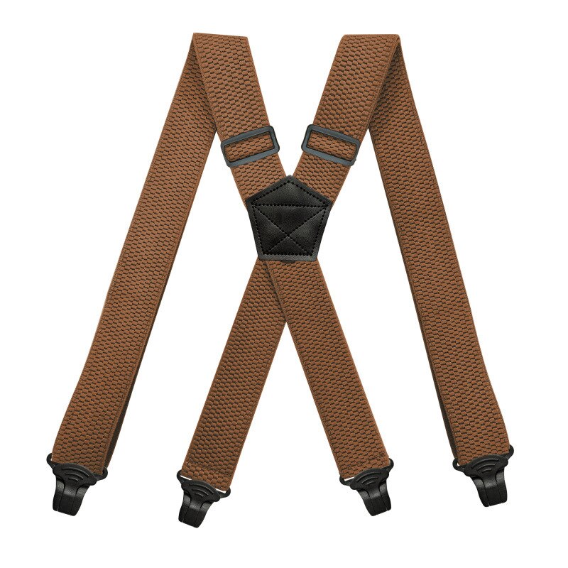 Deepeel-tirantes elásticos ajustables para hombre y adulto, suspensorio DE TRABAJO ancho con 4 clips, 3,5X120cm, 1 unidad: Camel-120cm