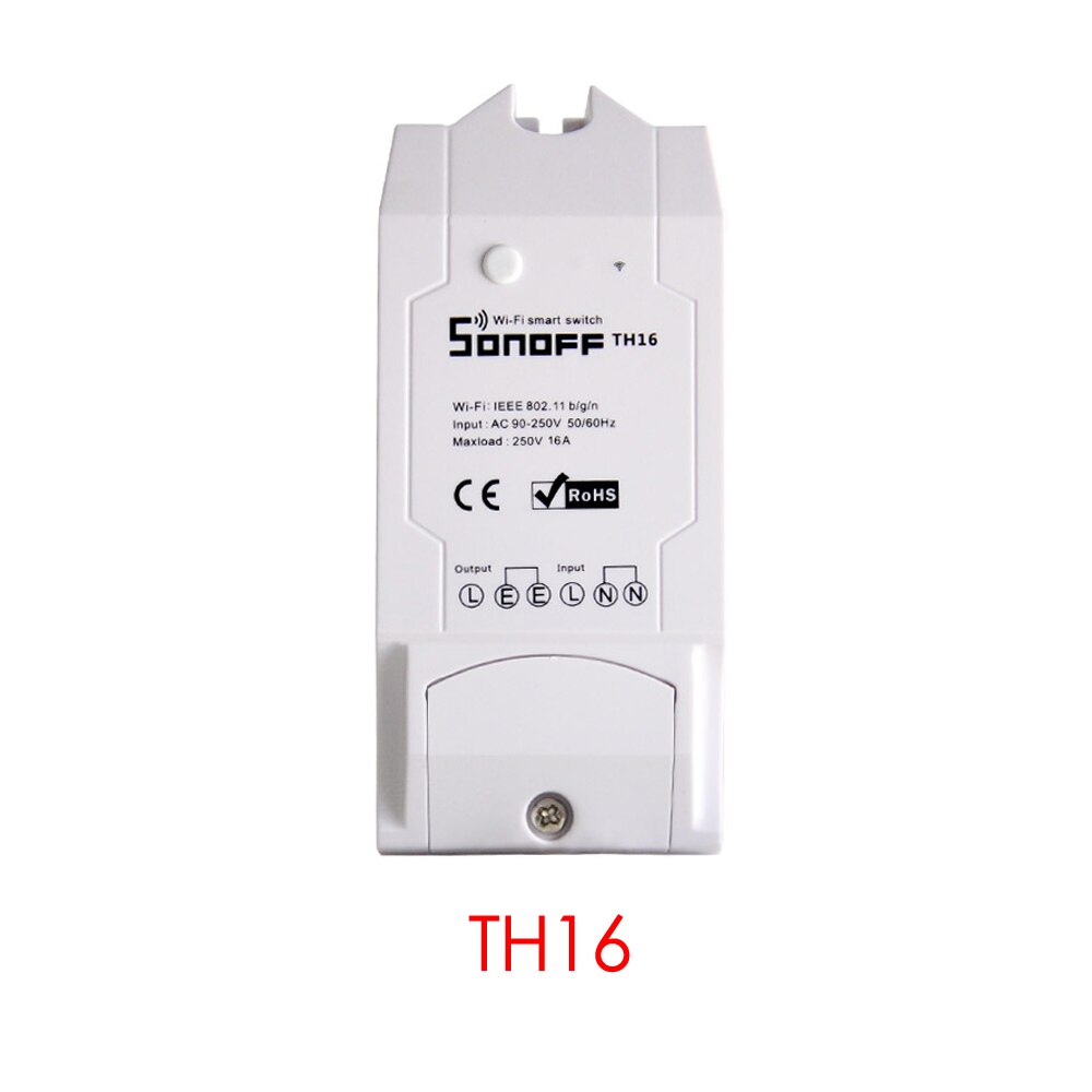 Sonoff-interruptor inteligente TH16 TH10 con Wifi, 16A, 10A, Sensor de monitoreo de temperatura y humedad, Automatización del hogar inteligente: TH16